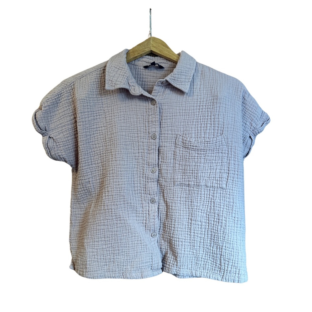 George Cotton Gauze Casual Light Pink Button-Up Women's Top